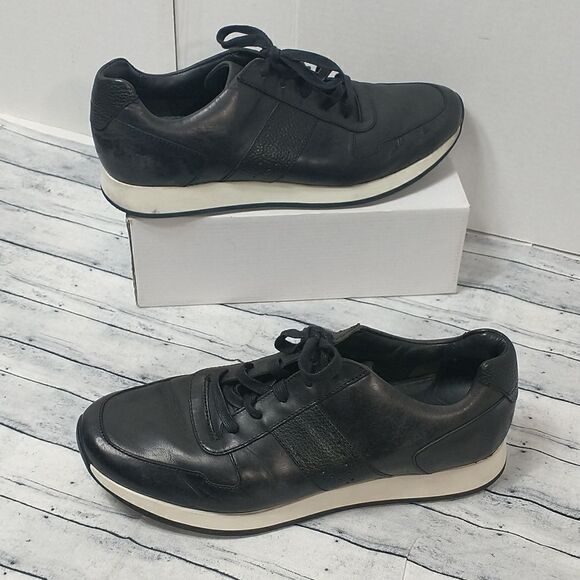 VINCE  Black Pace Leather Trainer SZ 12M - Picture 3 of 11